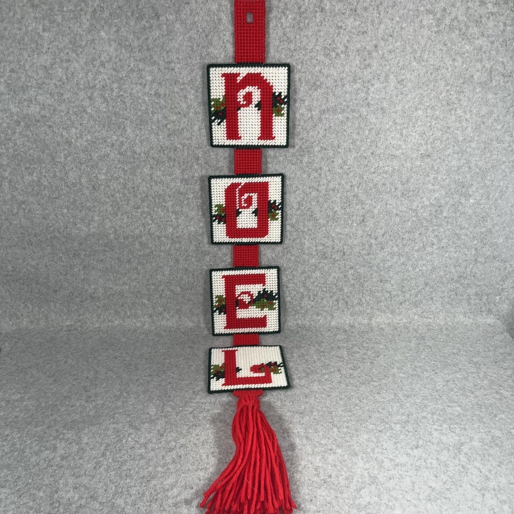 Handmade NOEL Christmas Wall Hanging Plastic Canvas Holiday Decor‎ Red Tassel